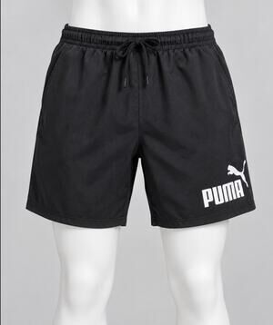 Puma Mens Large Black White Big Logo Fleece Sweat Shorts Pre Owned